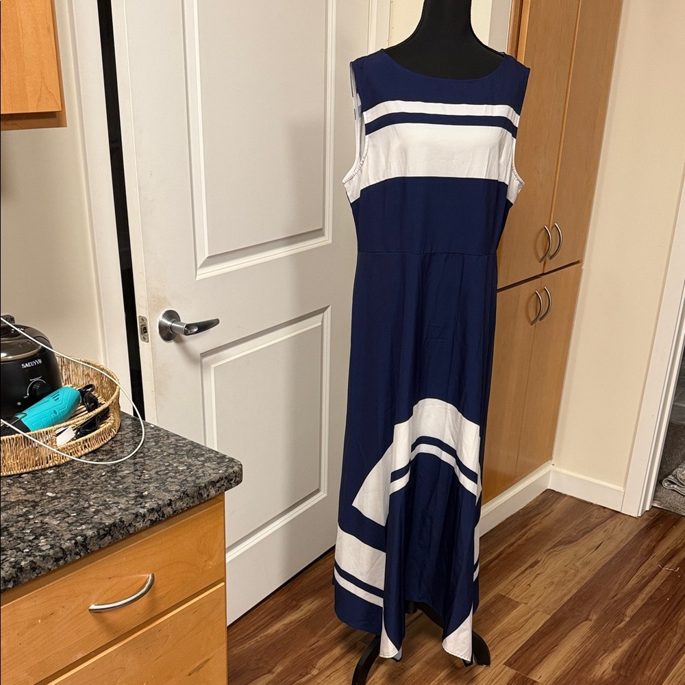 Chic Navy and White Maxi Dress